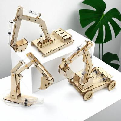 DIY Holz Hydraulikbagger Modell Kinder Puzzle Montage Spielzeug Holz Wissenschaftsexperiment Eltern-Kind-Interaktion