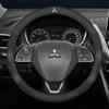 Car Suede Carbon fiber Leather Steering Wheel Cover For Mitsubishi Outlander Pajero Asx Lancer EX Evolution L200 Triton RALLIART MK3