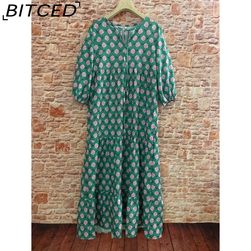 BITCED Women's Summer Printed Maxi Dress Bohemian-Style Dress