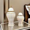 Ceramic Large Vase Home Decoration Jar European Electroplated Gold Ceramic General Jar Living Room Foyer Decoration Piece Vase