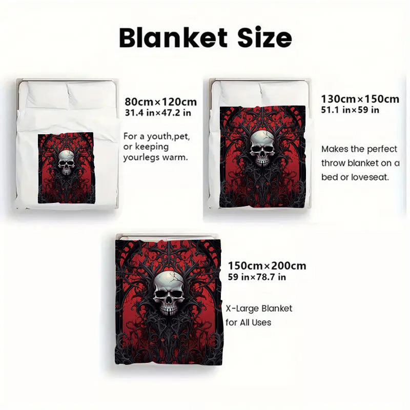 Gothic skull with ornate details 2D Flat Pattern Flannel Blanket High quality All Seasons Warmth and Comfort Perfect for Christmas Gifts.