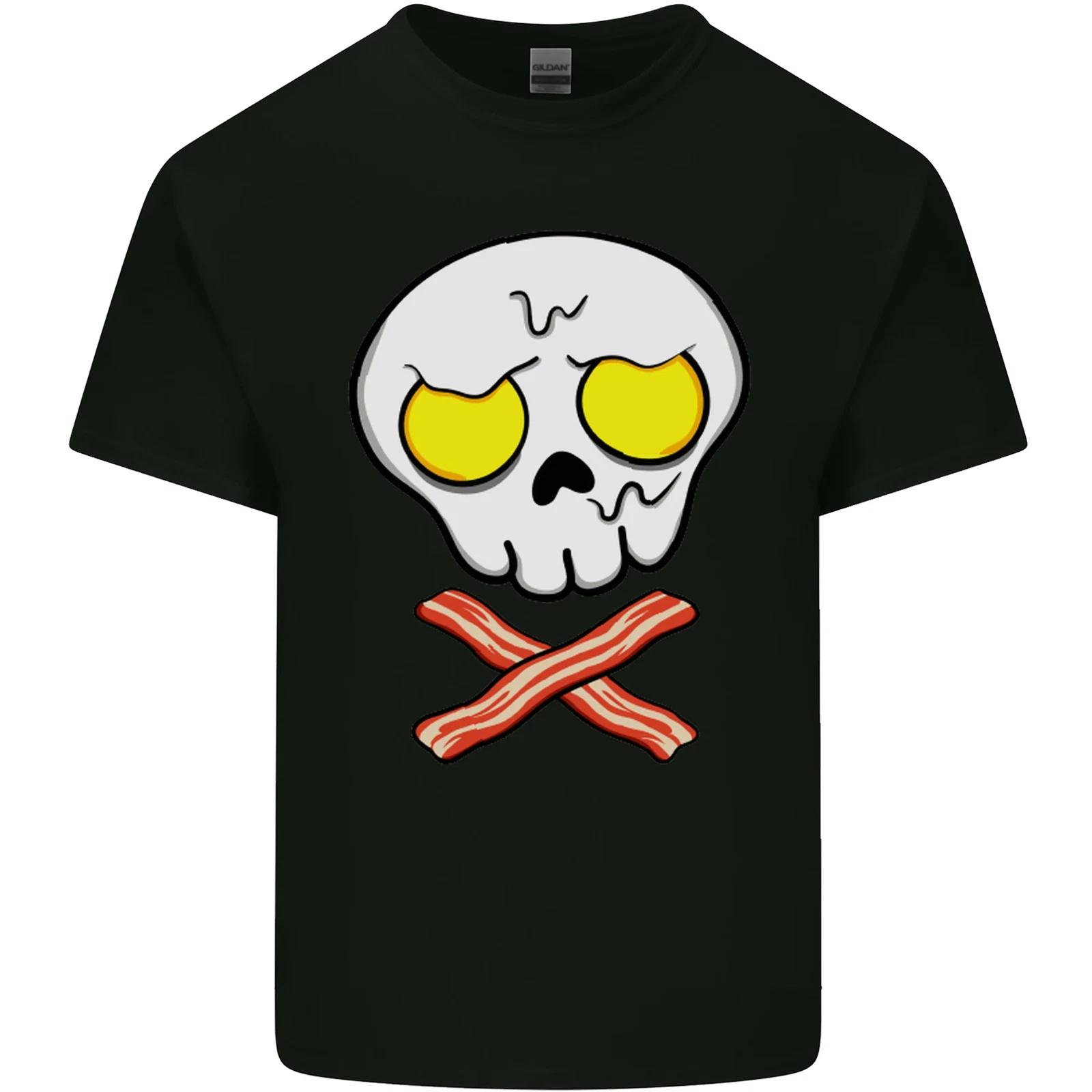 Bacon & Egg Skull & Crossbones Funny Kids T-Shirt Childrens S