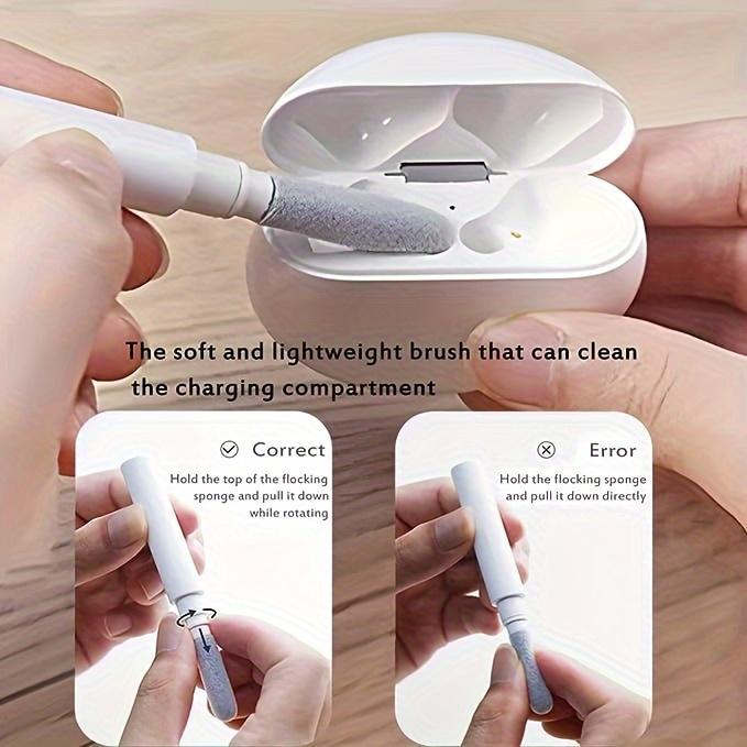Durable ABS Wireless Earbud Cleaning Pen with Precision Brush - Ideal for Earphones, Keyboards & More, Includes Replacement Tips, Earbuds Wireless