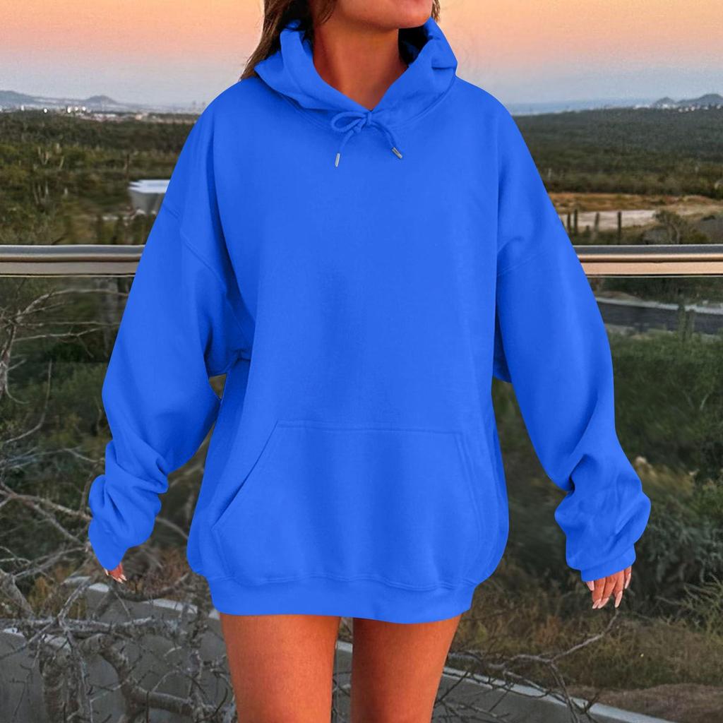 Sudadera con capucha de felpa para mujer, de manga larga, de gran tamaño, con hombros caídos y para otoño