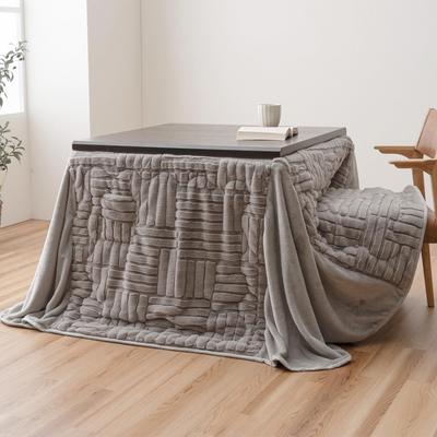 Ikehiko Kotatsu Tæppe Overlap Bord Skrivebord Firkantet Linje Grå Cirka 225 x 225 cm Høj type Kaninpels Maskinvaskbar Glat Med opbevaring