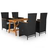 Exclusive House - 5 Pcs Garden Dining Set Black
