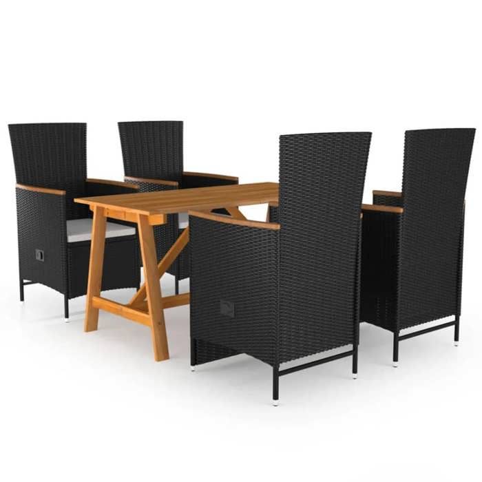Maison Exclusive - Ensemble à manger de jardin 5 pcs Noir