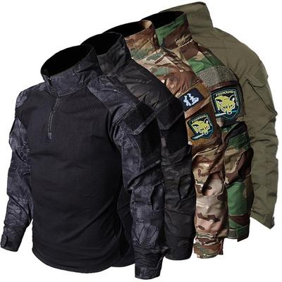 Tactical Workwear Shirt Men's Real CS Outdoor War Game Jungle Hiking Tops Camouflage Long Sleeve Hunting T-shirts