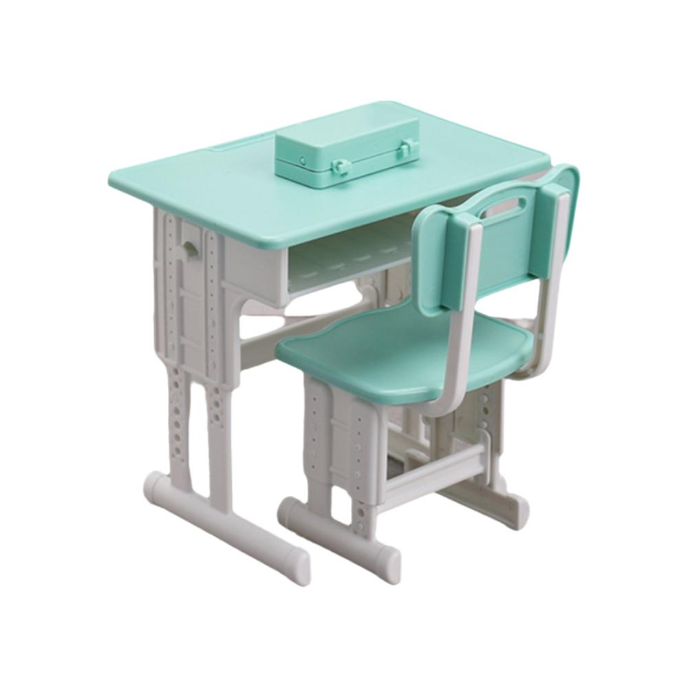 1set Chairs Furniture Model Simulated Dollhouse Desks Dollhouse School Desk Doll Accessories