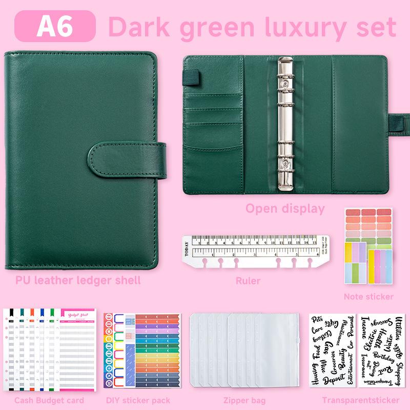 A6 Zipper Pouch Notebook: PU Leather Macaron Loose-Leaf Journal