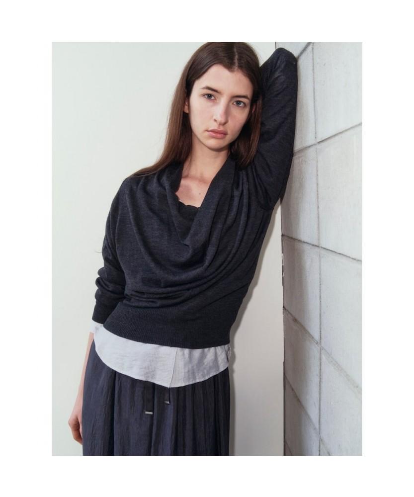 ANGGAE Cowl Neck Pullover Ash