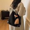 New casual and versatile contrast suede large-capacity women's bucket bag tote bag shoulder crossbody bag