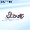 Umcho Barevné drahokamy stříbrné prsteny milostný dopis 925 stříbrné prsteny snubní prsteny romantický jedinečný dárek jemné šperky