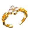 Women Ring, Four-Leaf Clover Design Finger Ring with Rhinestones Prong-Setting, Adjustable Opening Finger Band for Jewelry Gift