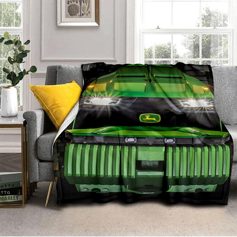 John Deere Logo Design Decke Geeignet für Sofas, Betten, Büros und Camping - Perfektes Geschenk für Halloween Weihnachten