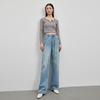 Shi Lin 2026 High-Quality Korean Style High-Waist Wide Leg Light Blue Floor-Length Jeans.