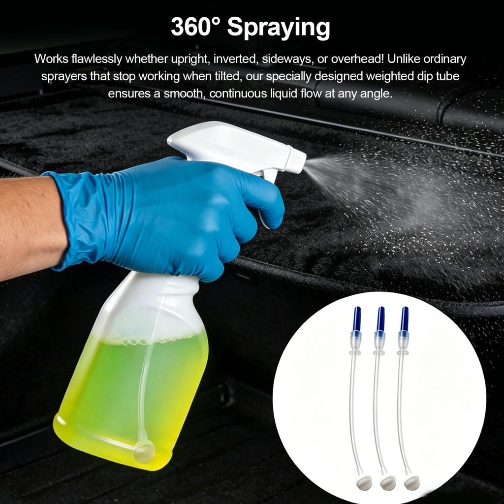 6PCS 360° Spray Bottle Adapters, Weighted Dip Tube Replacement for Most Spray Bottles 6 Pieces