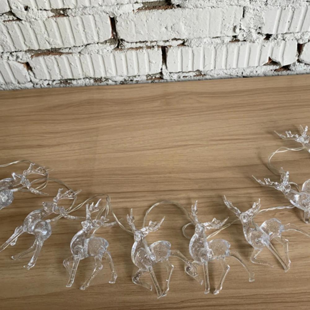 

Рождественские 3D олени гирлянды, светодиодные рождественские олени гирлянды рождественские елочные огни свадьба в помещении на открытом воздухе 1.5m 10Leds