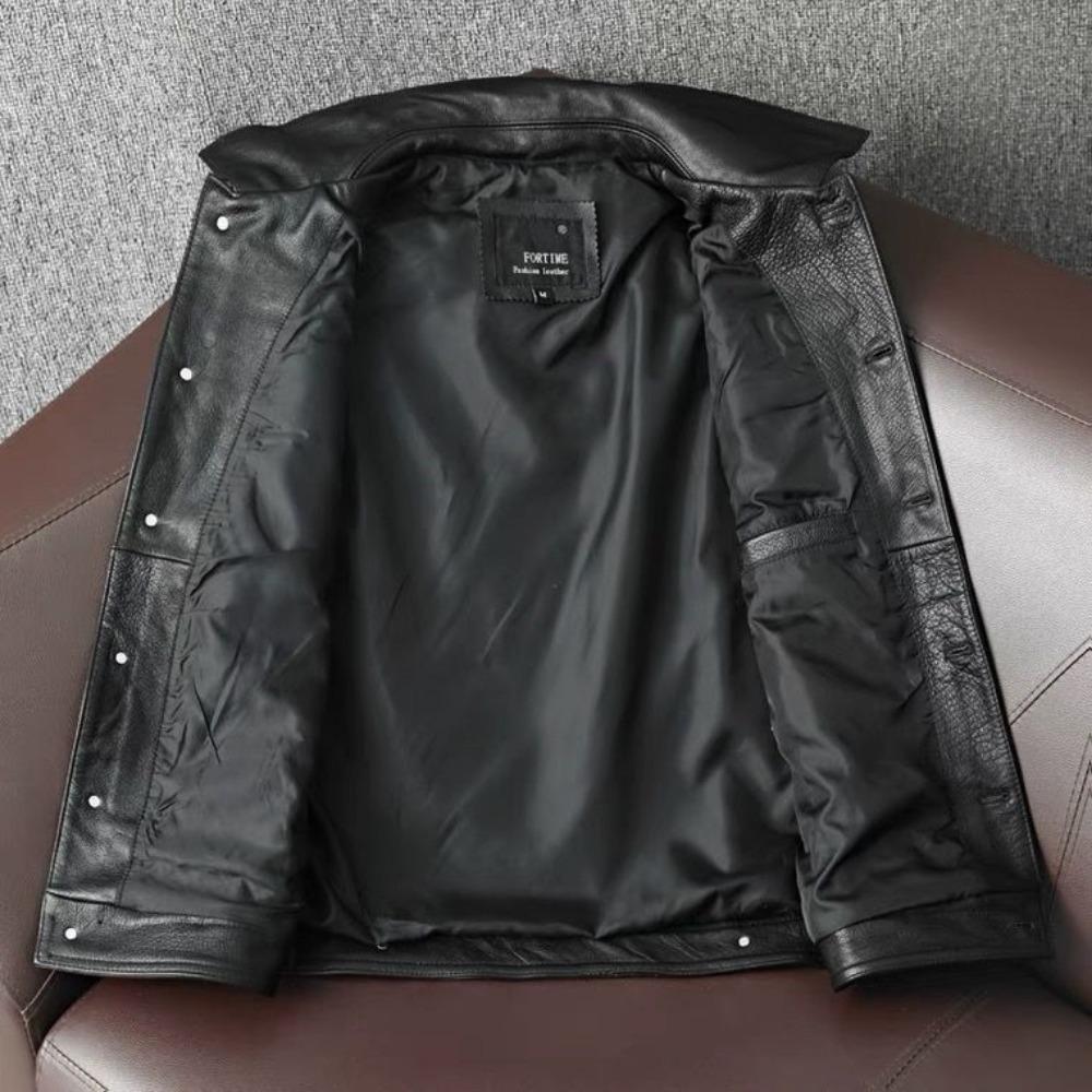 The First Layer of Cowhide Leather Vest Men's Leather Vest Locomotive Style Cycling Clothes Casual Sleeveless Autumn