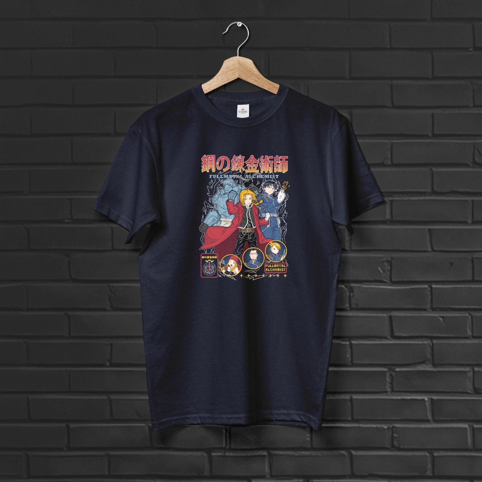Мужская футболка с принтом Эдварда Элрика Streetwear Алхимия Повседневный топ 4XL