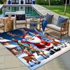 1pc Christmas Themed Rug, Santa Claus with Elk Antlers Print, Bedside Carpet, Non slip Laundry Room Mat, Machine Washable Water Absorbing En