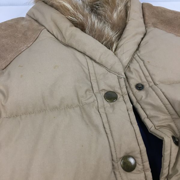 Prestwick Real Fur Down Vest with Suede Yoke Size M Brown