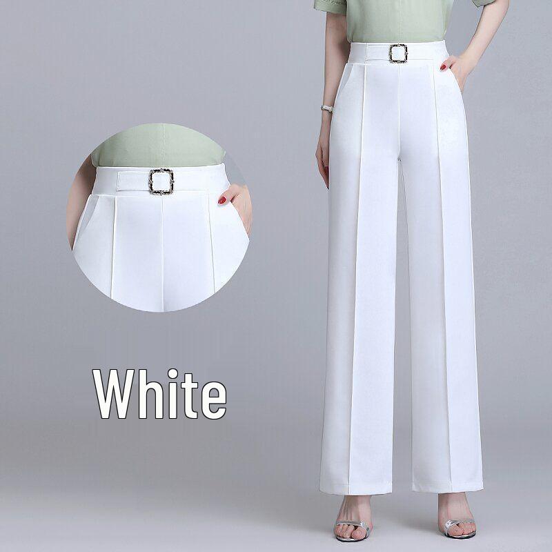 

Women s High-Waisted Wide-Leg Ice Silk Pants - Loose, Straight, Versatile, Cropped, Perfect for Spring/Summer 3XL (141-155 jin)