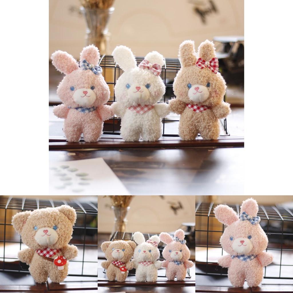 Cute Bear And Rabbit Plush Keychain Soft And Cozy Backpack Ornament