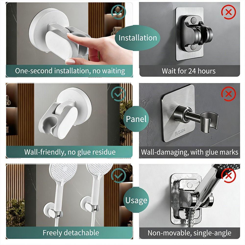 Plastic Suction Cup Holder Adjustable Shower Base Useful Shower Head Holder  Bathroom Use