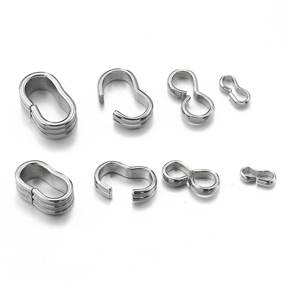 50pcs Stainless Steel 8 Shape Clasp Clips Buckle Connectors for Bracelet Necklace Jewelry Making DIY Handmade Supplies Wholesale