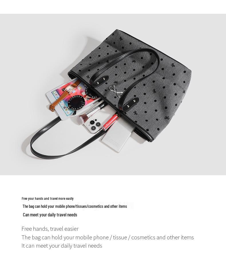 Preppy Bowknot Canvas Tote Bag - Large Casual Shoulder Handbag 2025