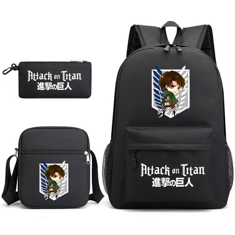 3 Piece School Backpack Set for Students Large Capacity Oxford Cloth Schoolbag with Shoulder Strap and Pencil Case