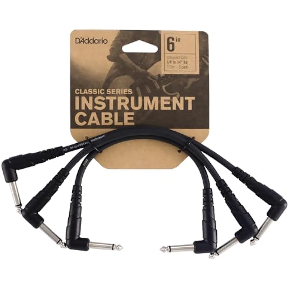 D'Addario Daddario Patch Cable (Shielded Cable) Classic Series Patch Cable 3 Piece Set PW-CGTP-30...