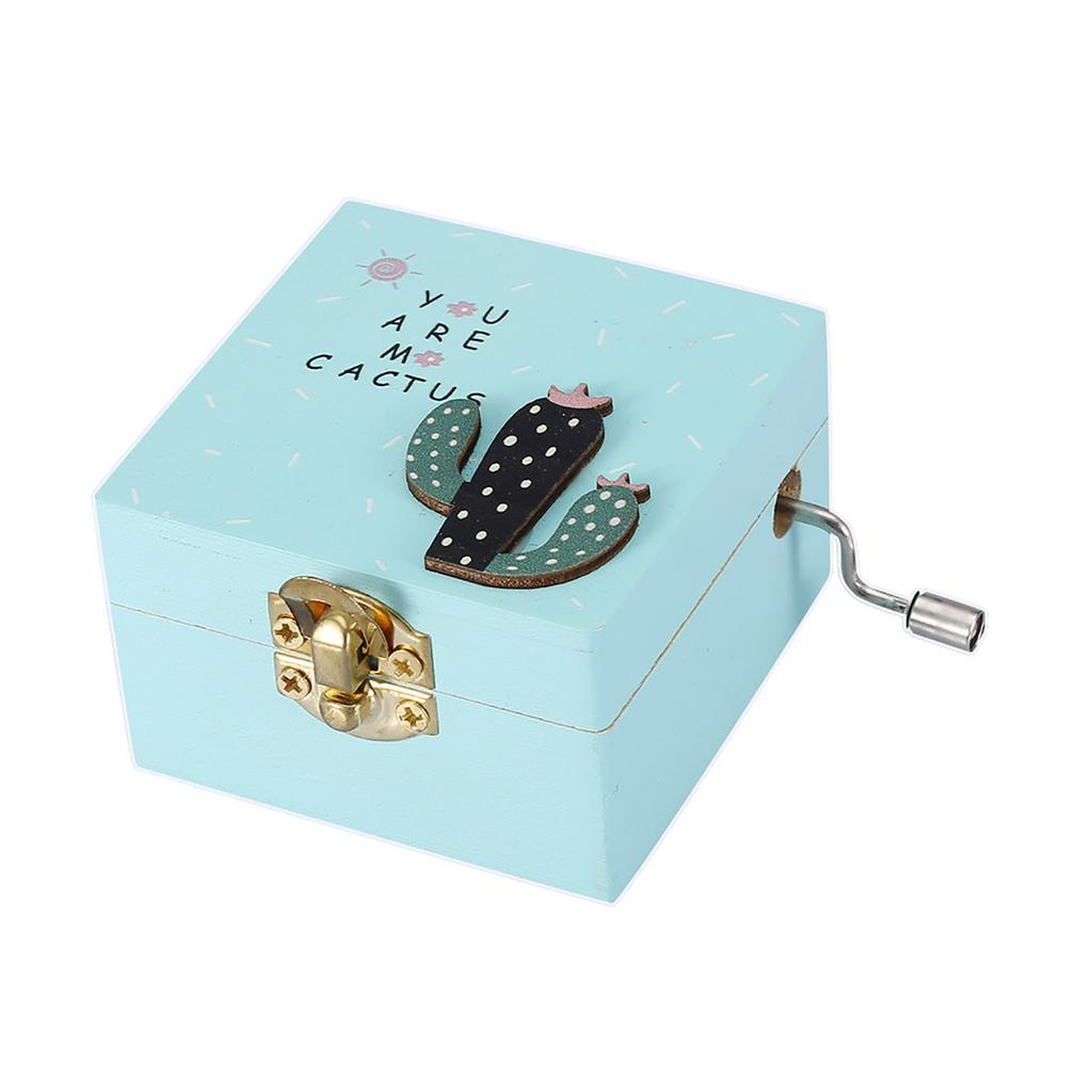 Mini Wooden Music Box Hand Crank Mechanical Music Box Birthday Gift