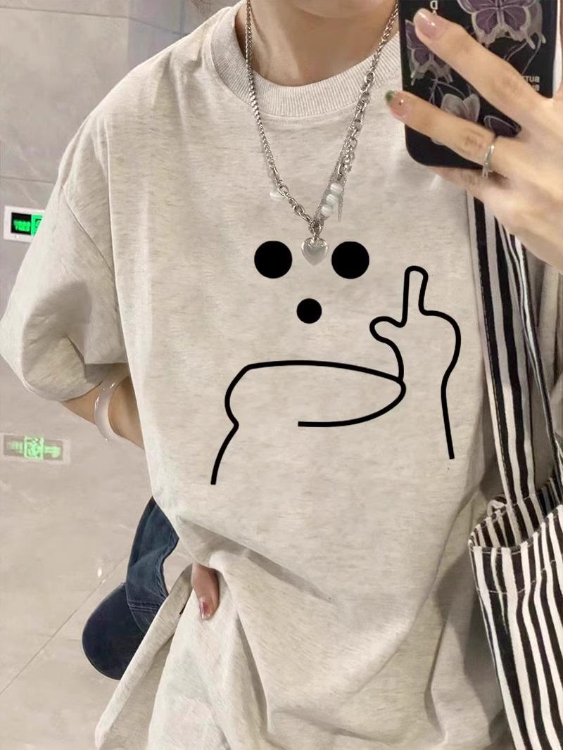 

Women s 2025 Summer Pure Cotton Short-Sleeve T-Shirt - Straight Shoulder Design, Loose Fit, Trendy American Niche Style L абрикосовий