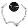Vnox Punk Metal Irregular Twisted Wave Necklace for Men, Vintage Sliver Color Liquid Alloy Geometric Adjustable Choker Jewelry
