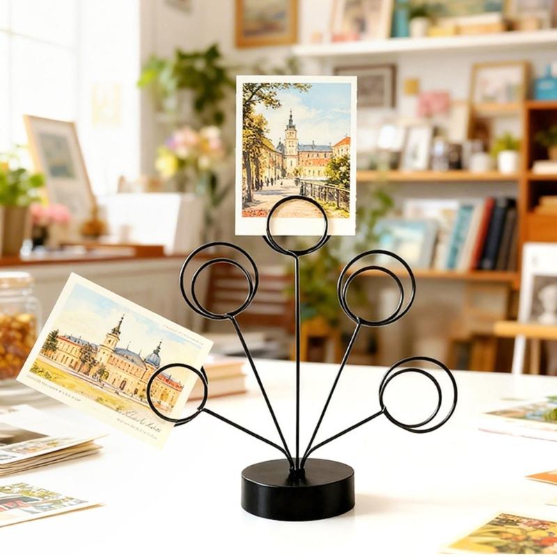 Tabletop Photo Tree Stand With Adjustable Metal Wires And Stable Round Base For Displaying Cards Photos Memos Holiday Decoration