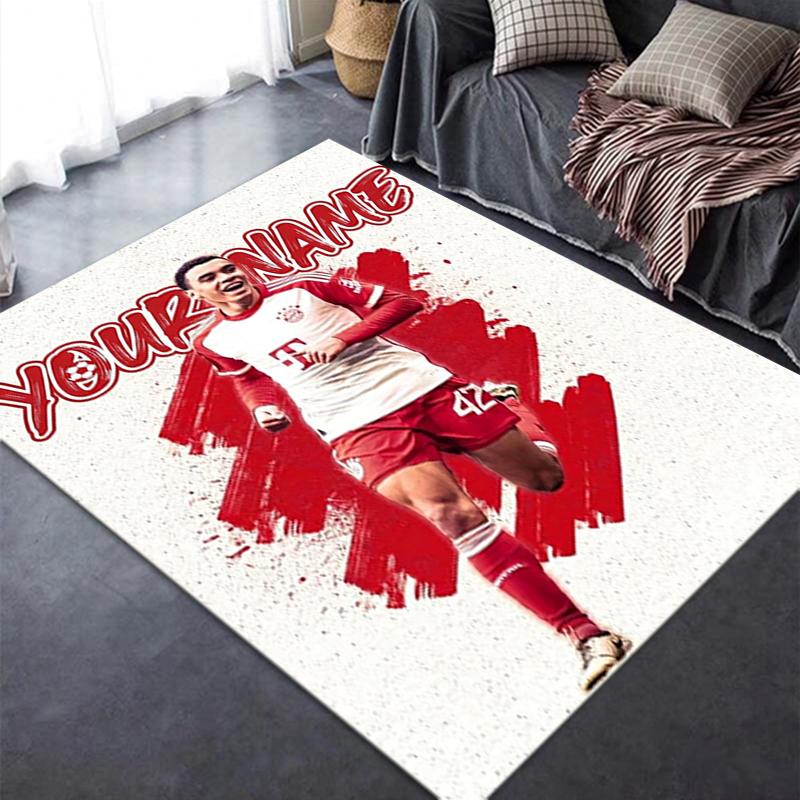 Custom Name Jamal Musiala Carpet Rug for Living Room Bedroom Home Sofa Decoration,Kids Play Non-slip Floor Mat