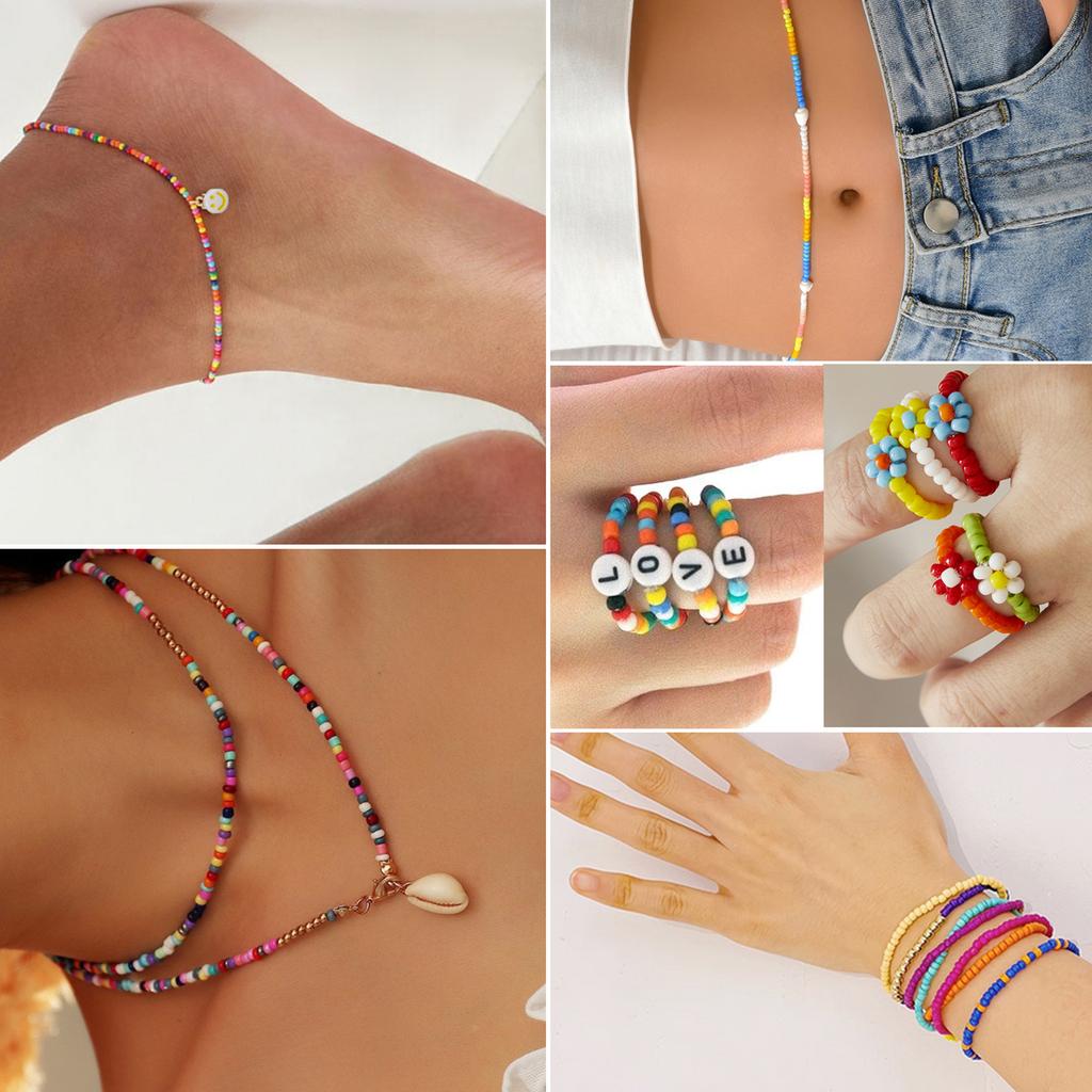   Bracelet Beads, 24 Slot Colorful Beads Kit with Box for Jewelry Making     Bracelets and Necklace