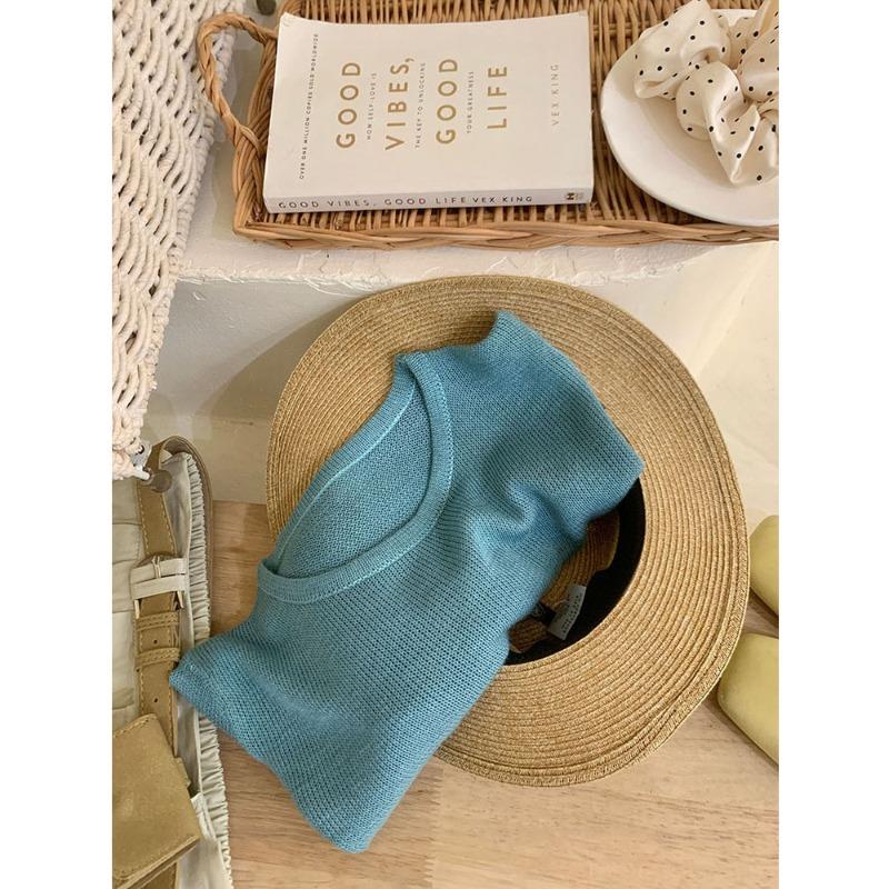 

New round neck pullover knitted long-sleeved bottoming shirt for women s thin inner loose top for women average size [recommended 80-60kg]