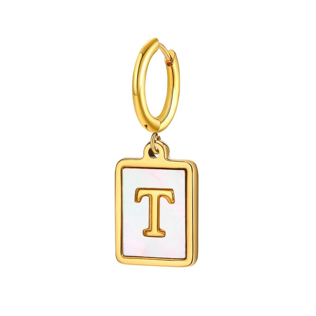 26 Letter Earrings Diy Stainless Steel Shell Letter C Earrings Gold Women'S Earrings, Jewelry Ed-637