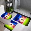 Soccer 3Pcs Bathroom Mat Set Toilet Lid Cover And Rug Ushaped Bath Mats Nonslip Door Mat Decoration