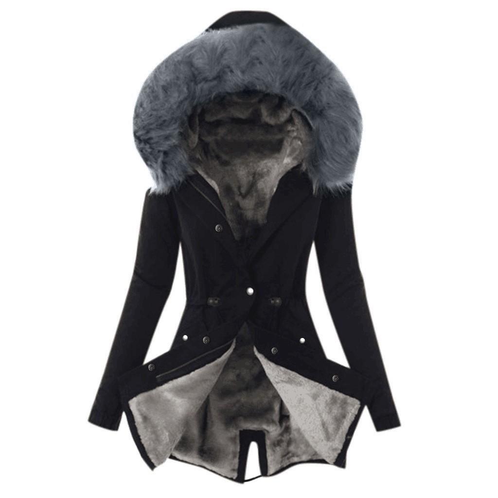 Ladies  Coat Womens Winter Warm Thick Long Jacket Hooded Overcoat