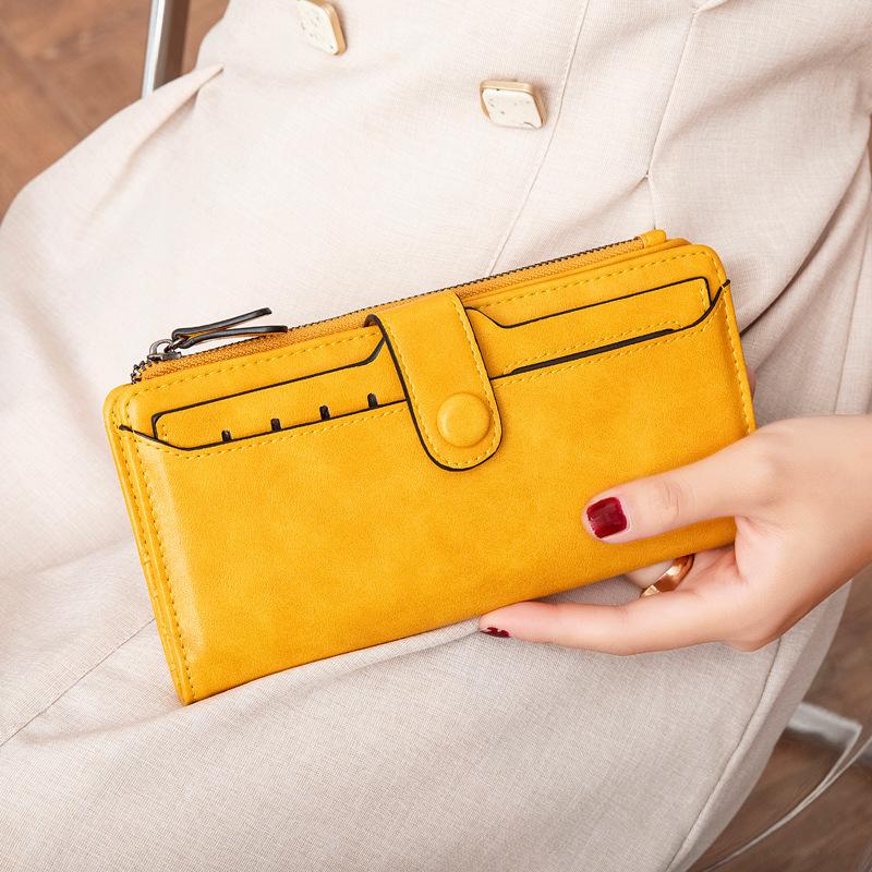 New High Quality PU Leather Wallet Simple Ladies Fashion Long Folding Card Wallet Multi Card Coin Purse Light Hand In Hand