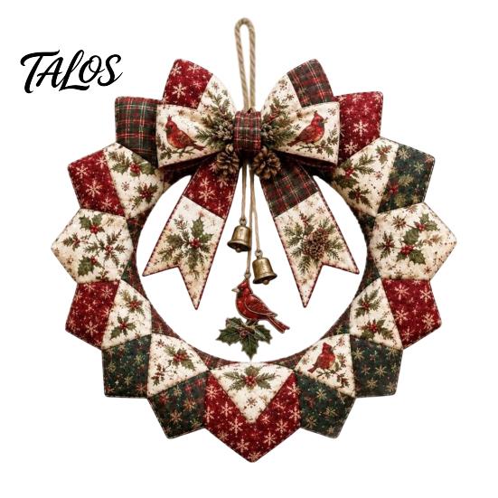 Feiertags-Kranz Bastelmaterialien DIY Patchwork Bastelset, Weihnachtliches Nähen Saisonale Muster, Stoffset Bauernhaus für Erwachsene, Haustür Wand