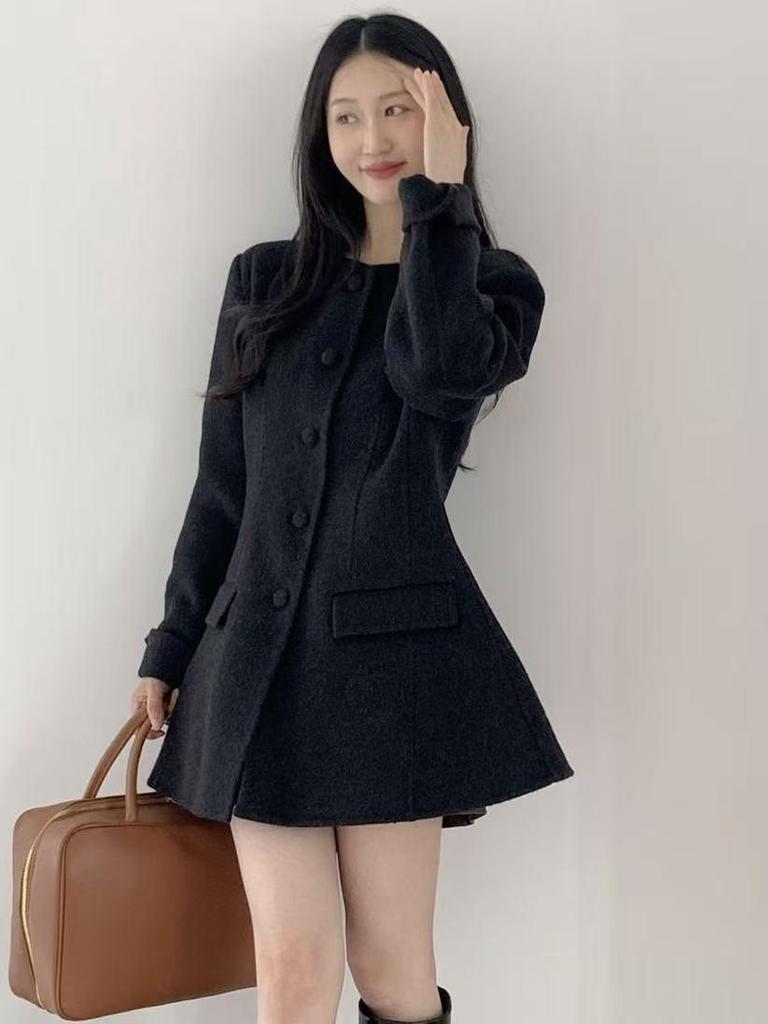 2025 Elegant Double-Faced Wool Coat - Slimming Casual Mid-Length, Perfect for Autumn & Winter.