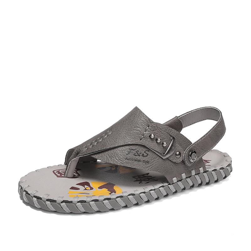 

Модная летняя мужская обувь ручной работы Удобный и дышащий минималистичный дизайн Уличные Пляжные Плоские повседневные Сандалии Дышащие Качество 39 серый