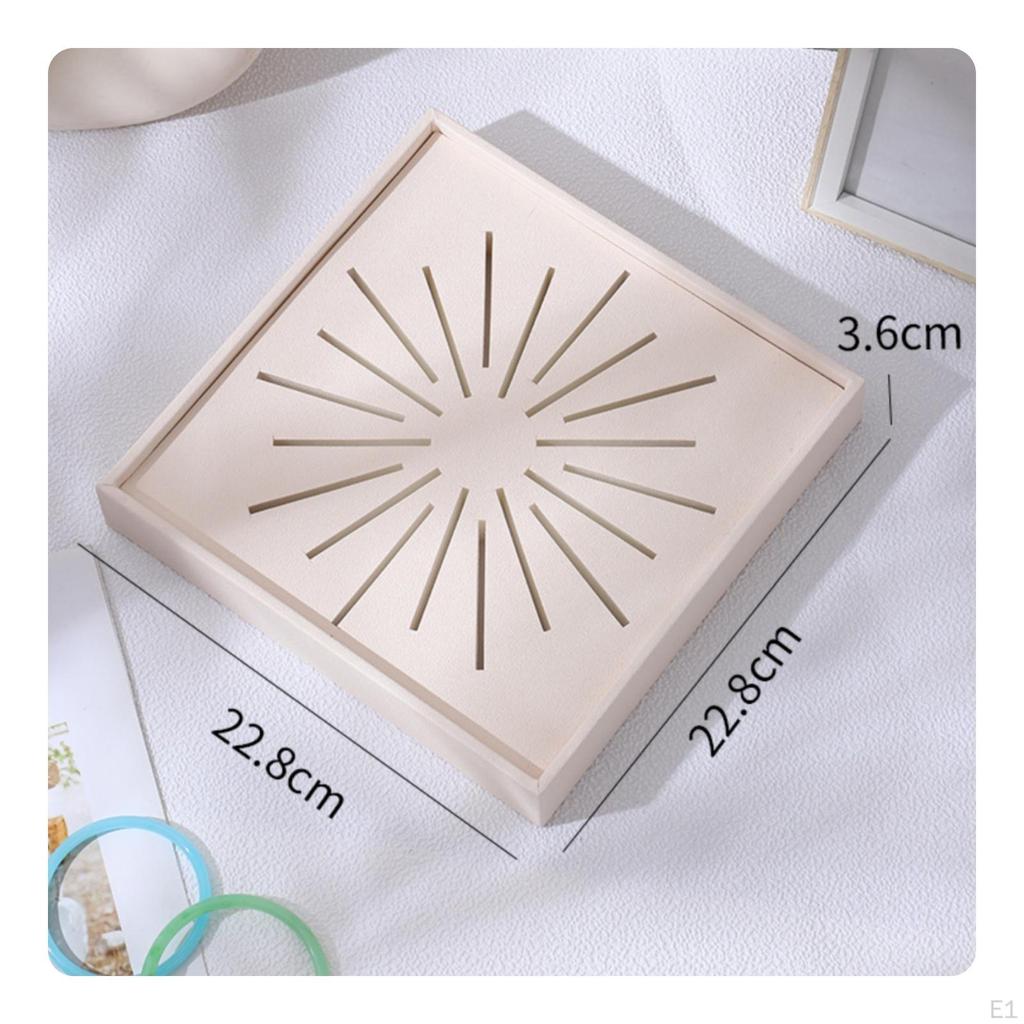 Bracelet Display Tray Radial Pattern Slots Square Jewelry Shallow Rim Green