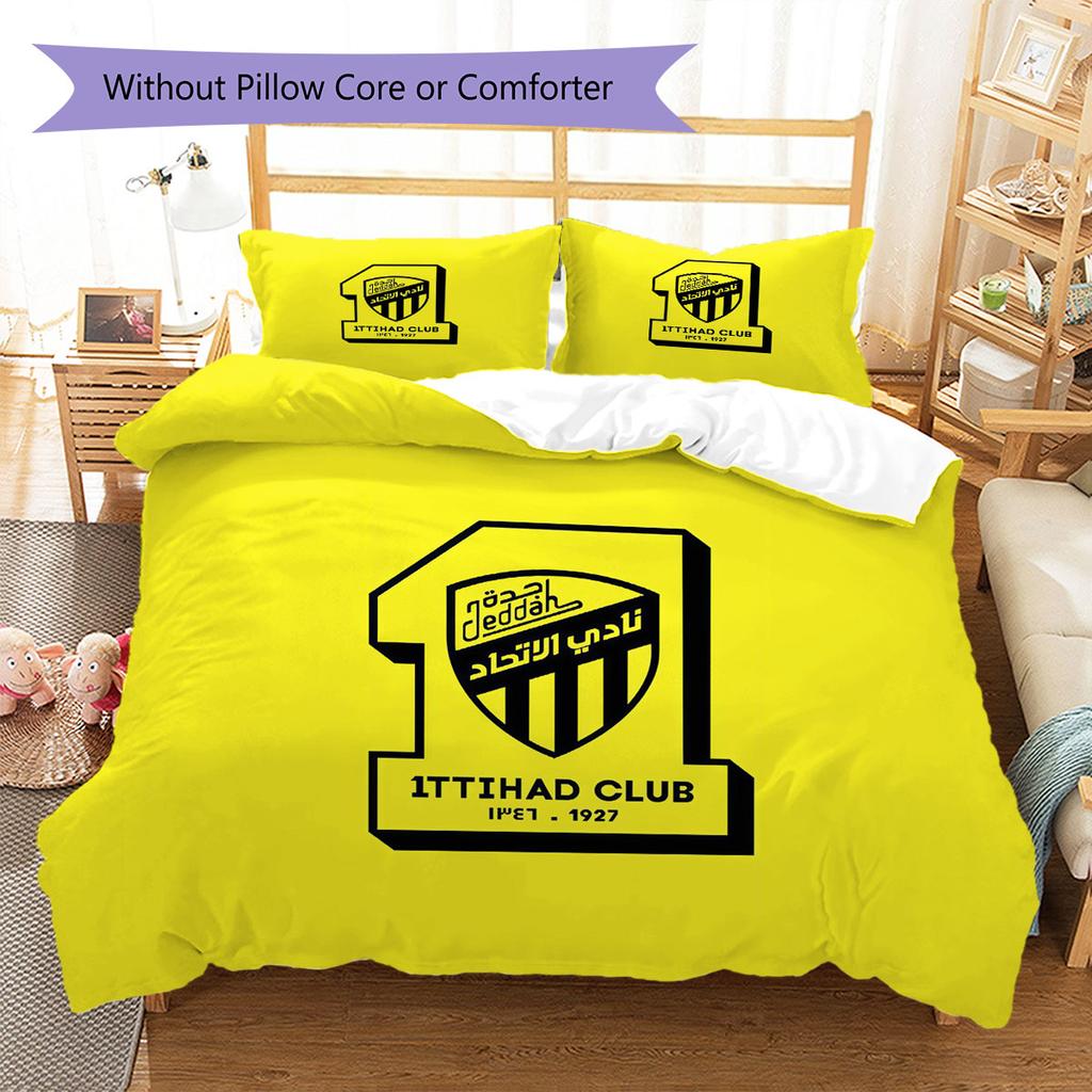Al-Ittihad FC Pattern Bedding,Quilt Set Quilt Cover Pillowcase Home Birthday Gift(1 * duvet cover + 2 * pillowcase, without core)