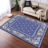Paisley Pattern Carpet Black White Rug Blue Decorative Mat Symmetrical Border Living Room Mat Non-Slip Home Decoration Floor Rug